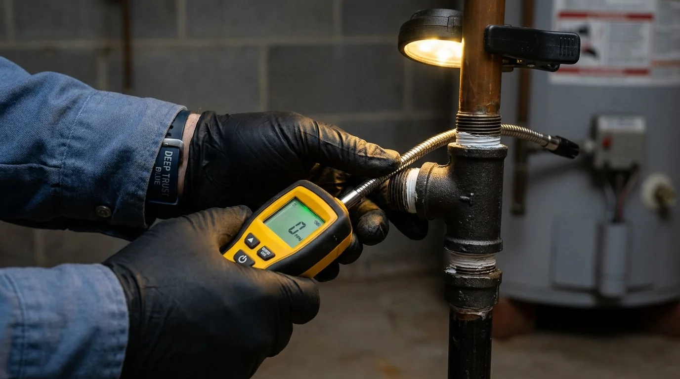 Gas leak detection with electronic sniffer by Johns Plumbing LLC in Gilberts